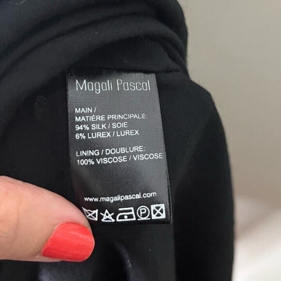 Magali Pascal Augustine Maxi Dress Size Small Black Floral Lurex Halter Tiered - Picture 9 of 12